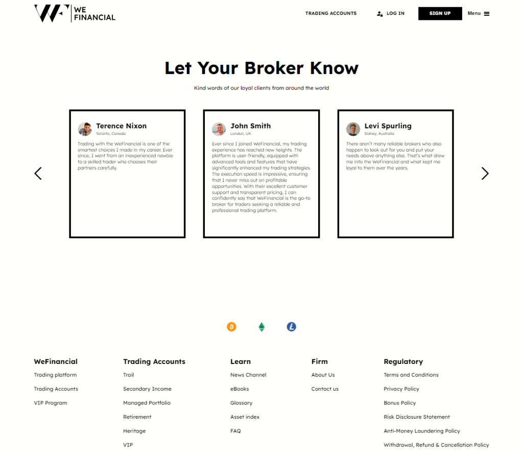Customer Review and Rating wefinancial.io