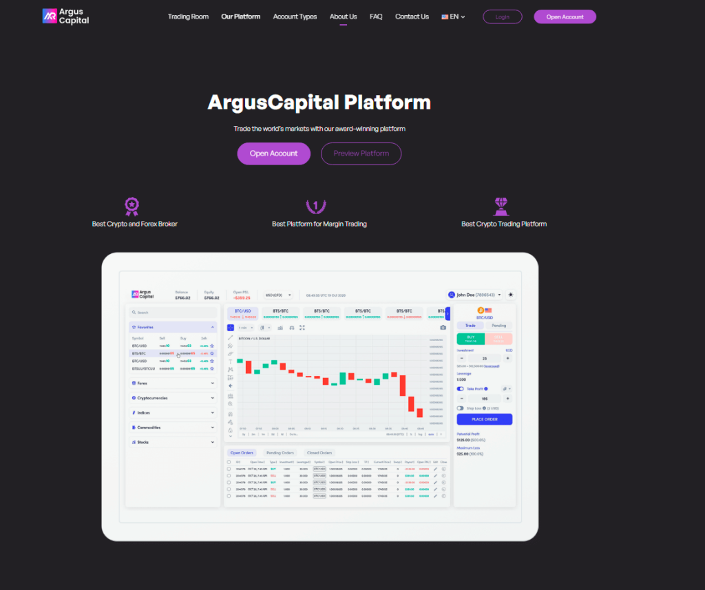 Available trading platform arguscapital.net